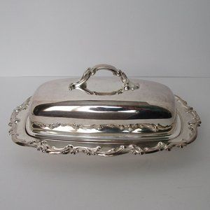 vintage silver plate butter covered dish